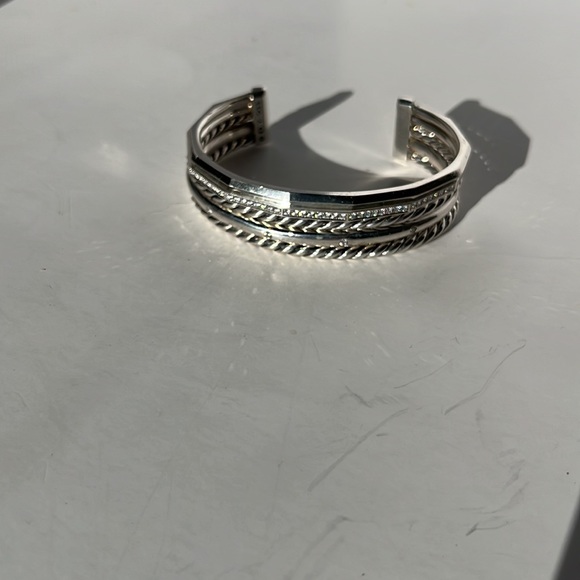 David Yurman Stax- 5 Silver and Diamond Cuffs Combined into one Cuff Bracelet - Picture 11 of 16